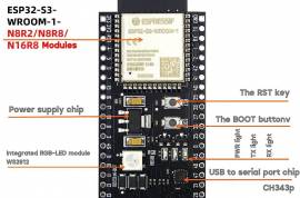 Hejhncii ESP32 S3-DevKit C N16R8 Board Development Board Wi-Fi +Bluetooth 2 Function Microcontroller